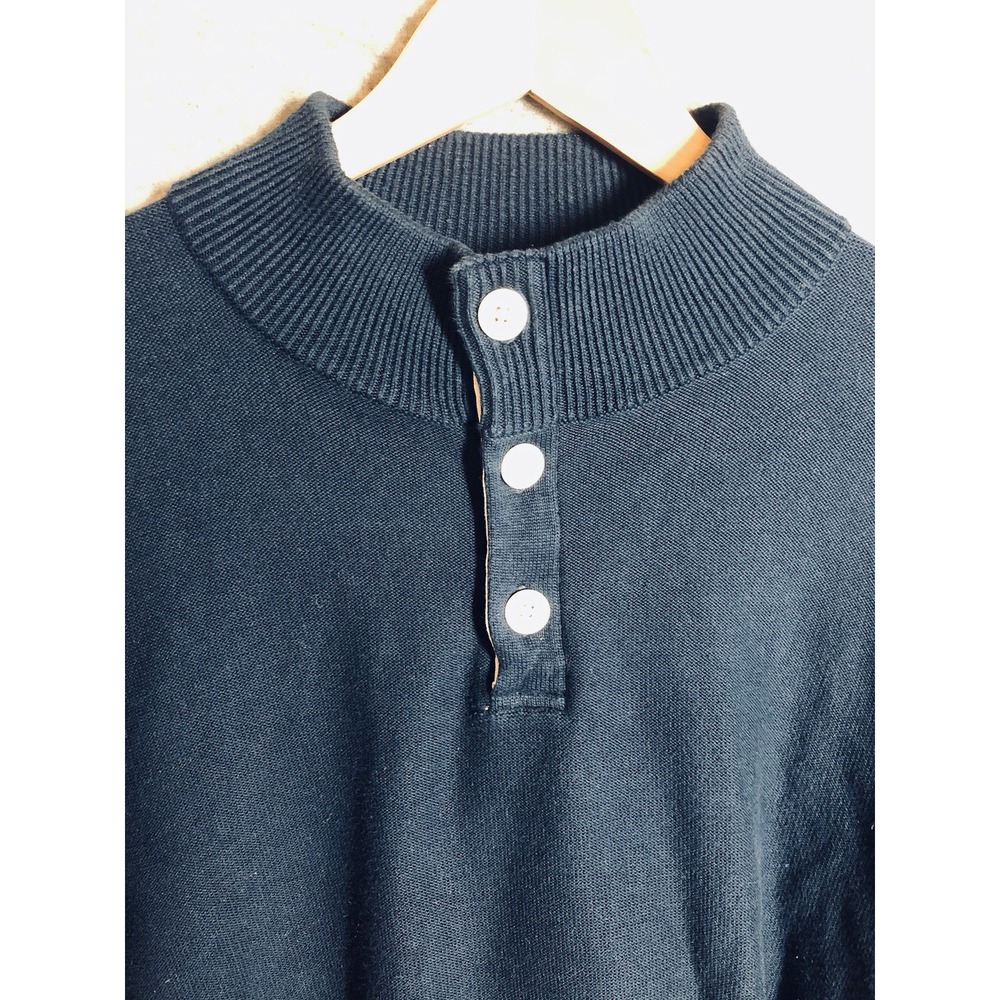 Vineyard Vines Sweater Men Medium Blue Henley Pullover Shep & Ian Preppy Classic